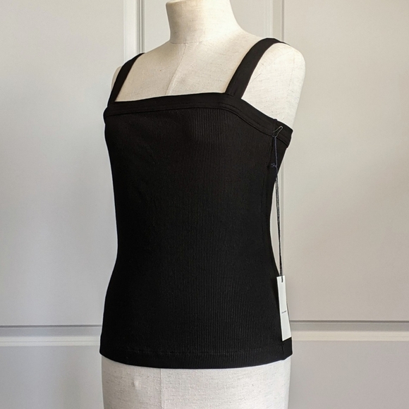 Citizens Of Humanity Florienne Tank Square Neck Rib Knit Fitted Black L NWT - Picture 12 of 15